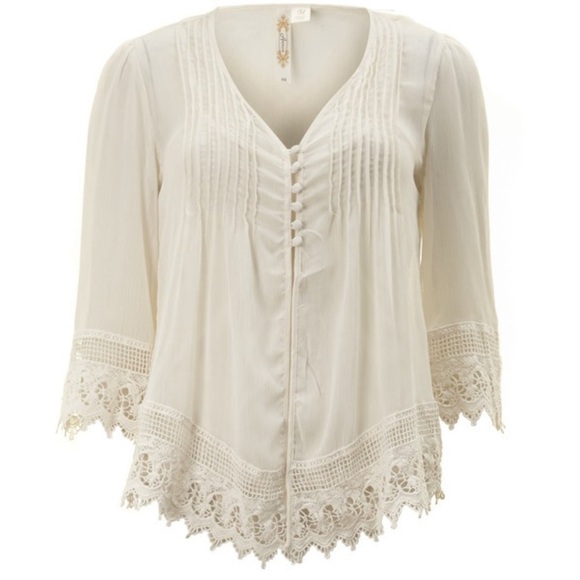 Adiva Romantic Cream Lace Blouse size medium - Picture 1 of 2
